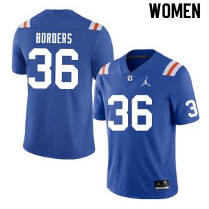 Women's Florida Gators #36 Chief Borders NCAA Nike Blue Throwback Authentic Stitched College Football Jersey OSW8562QV